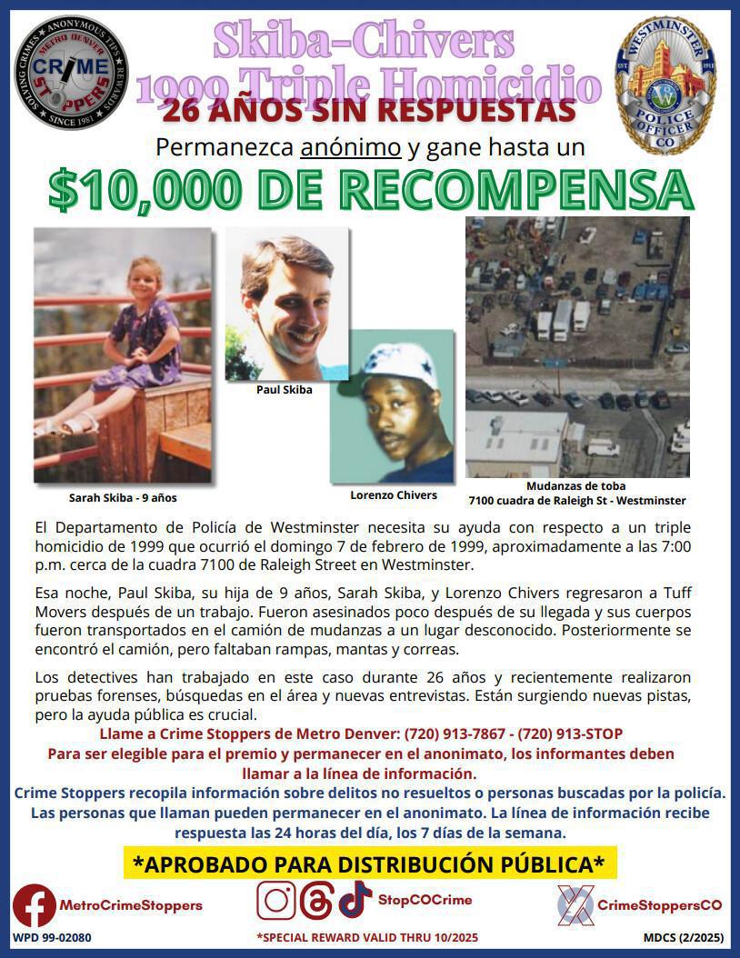 Tipsters could earn $10,000 to help solve WPD 1999 triple homicide Tipsters could earn $10,000 to help solve WPD 1999 triple homicide