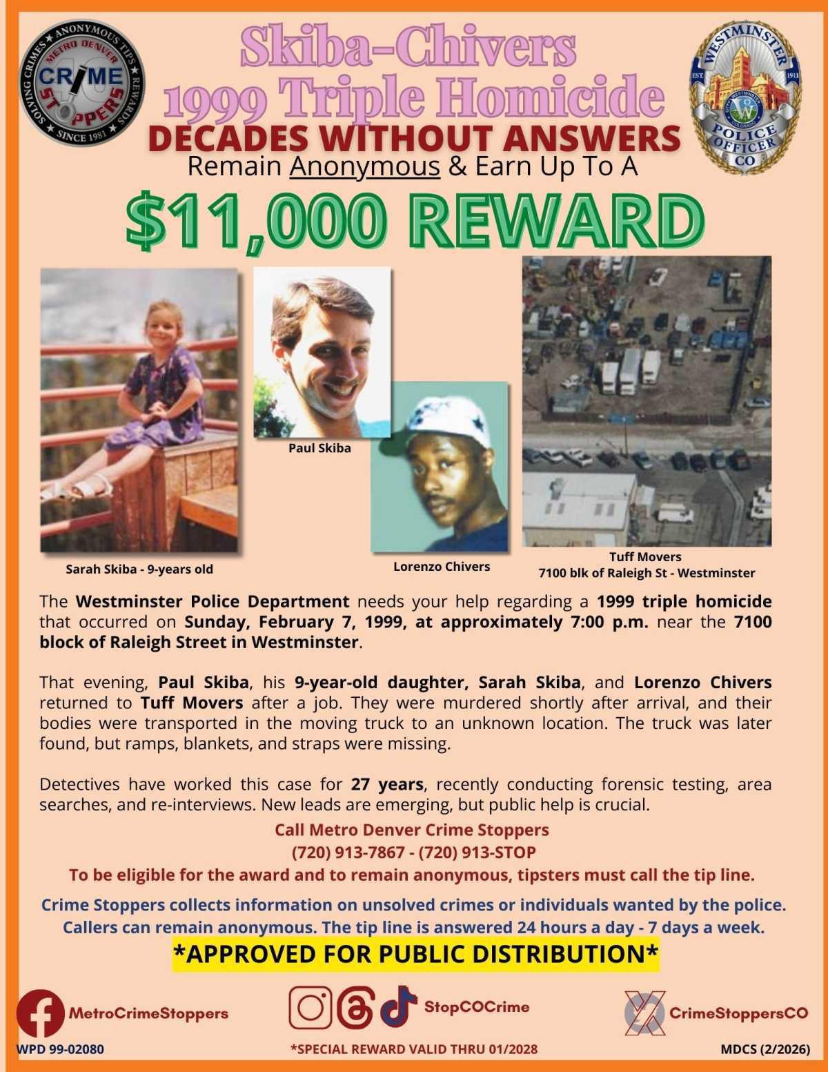 $11,000 reward increase announced in cold case investigation $11,000 reward increase announced in cold case investigation