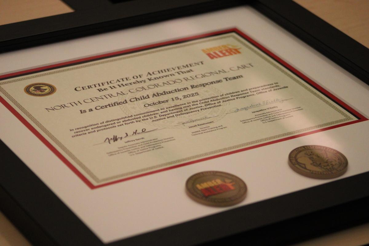 North Central Colorado Regional Child Abduction Response Team earns national certification North Central Colorado Regional Child Abduction Response Team earns national certification