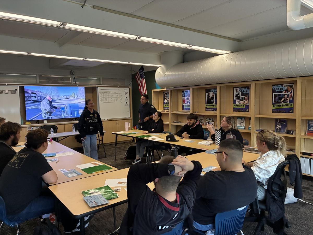 Officers visit students to discuss Blue Envelope Program Officers visit students to discuss Blue Envelope Program
