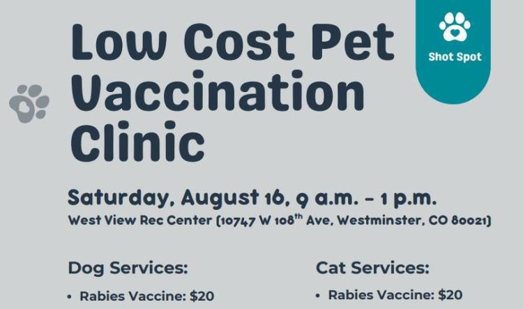 Upcoming low cost pet vaccination clinic 