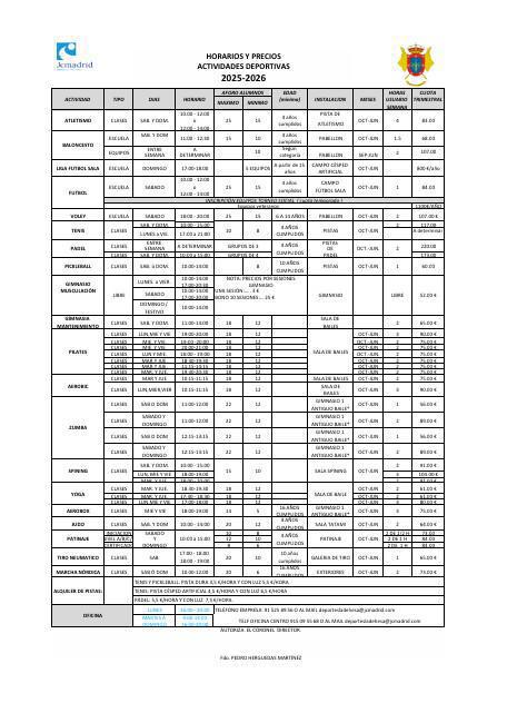 ACTIVIDADES DEPORTIVAS Y SOCIOCULTURALES 2025/2026