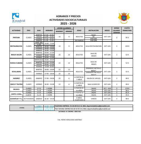 ACTIVIDADES DEPORTIVAS Y SOCIOCULTURALES 2025/2026