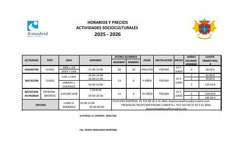 ACTIVIDADES DEPORTIVAS Y SOCIOCULTURALES 2025/2026