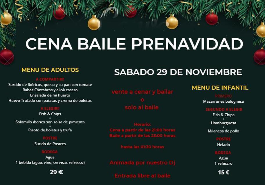 CENA BAILE PRENAVIDAD