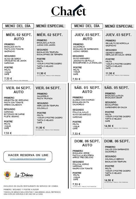MENÚS DEHESA 02 AL 08 DE SEPT