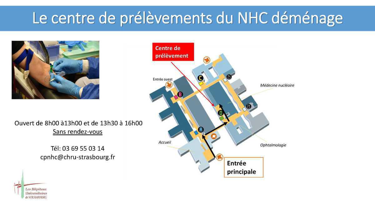 Déménagement du centre de prélèvements du NHC
