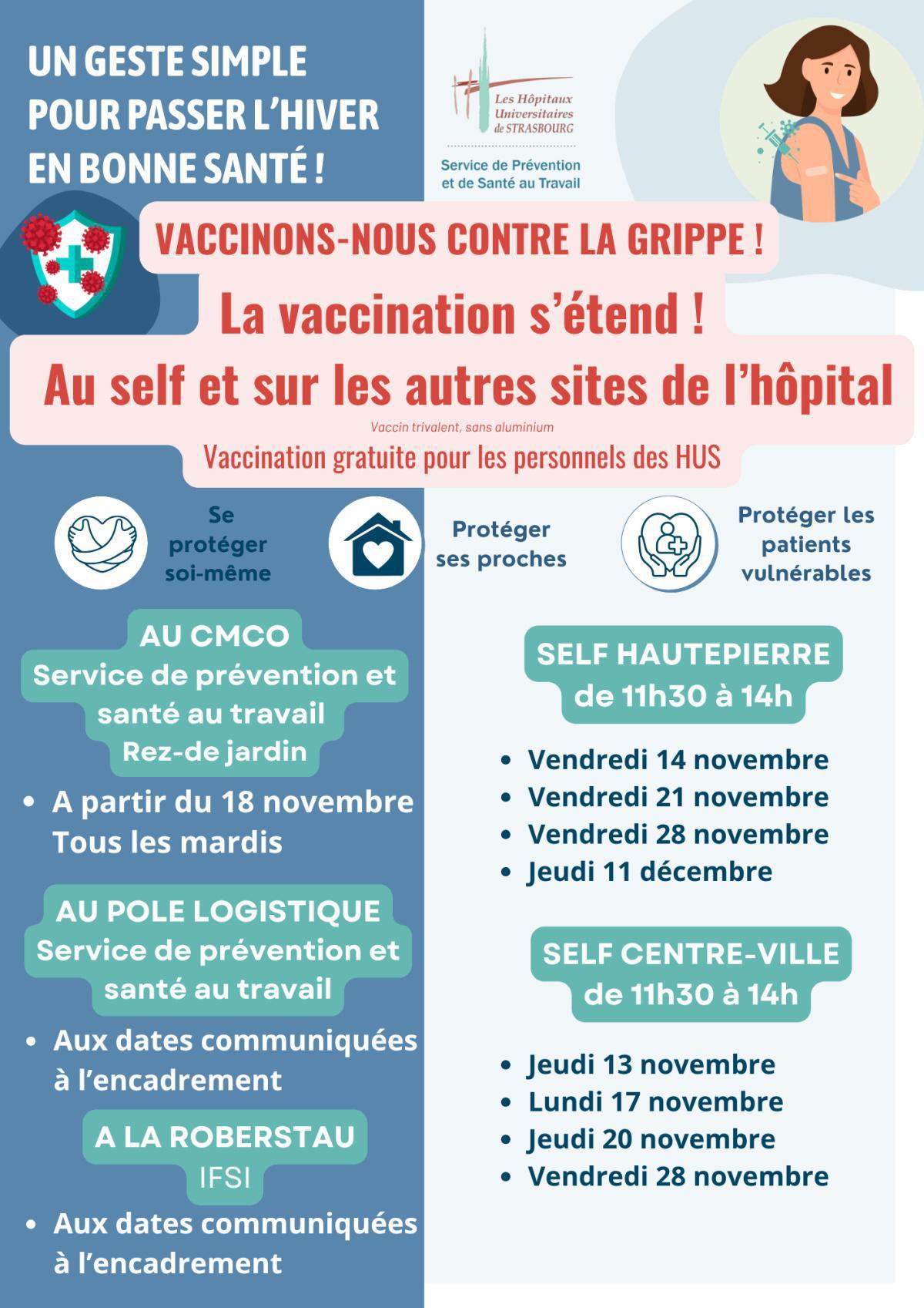Faites-vous vacciner contre la grippe lors de votre pause déjeuner dans votre self