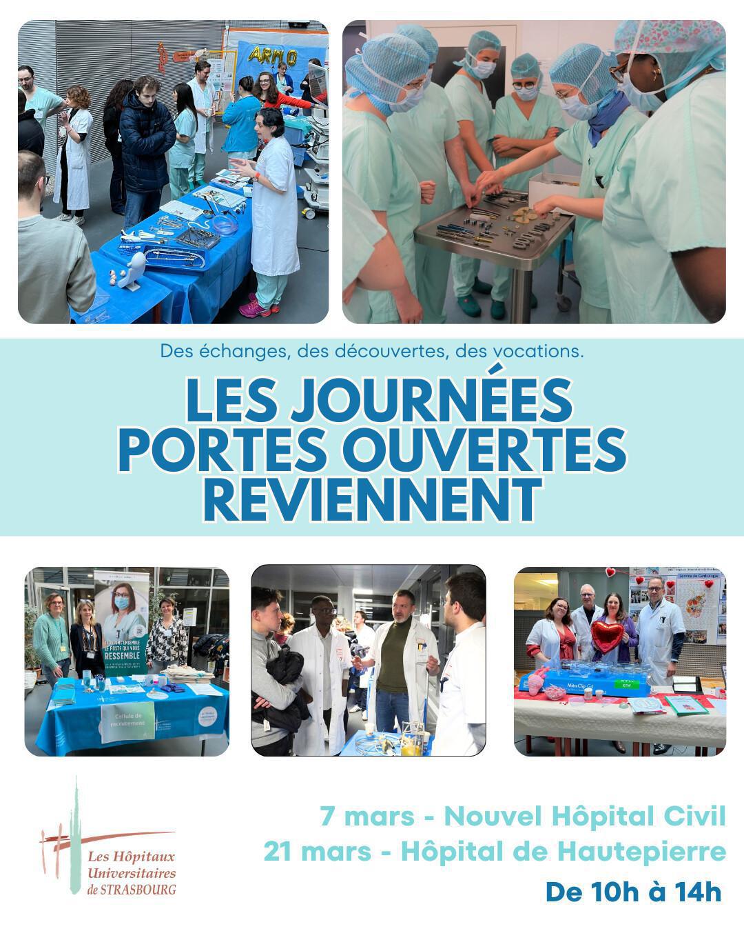 Les Hôpitaux Universitaires de Strasbourg organisent deux matinées de Journées Portes Ouvertes afin de permettre au public de découvrir l’hôpital, ses équipes et ses activités