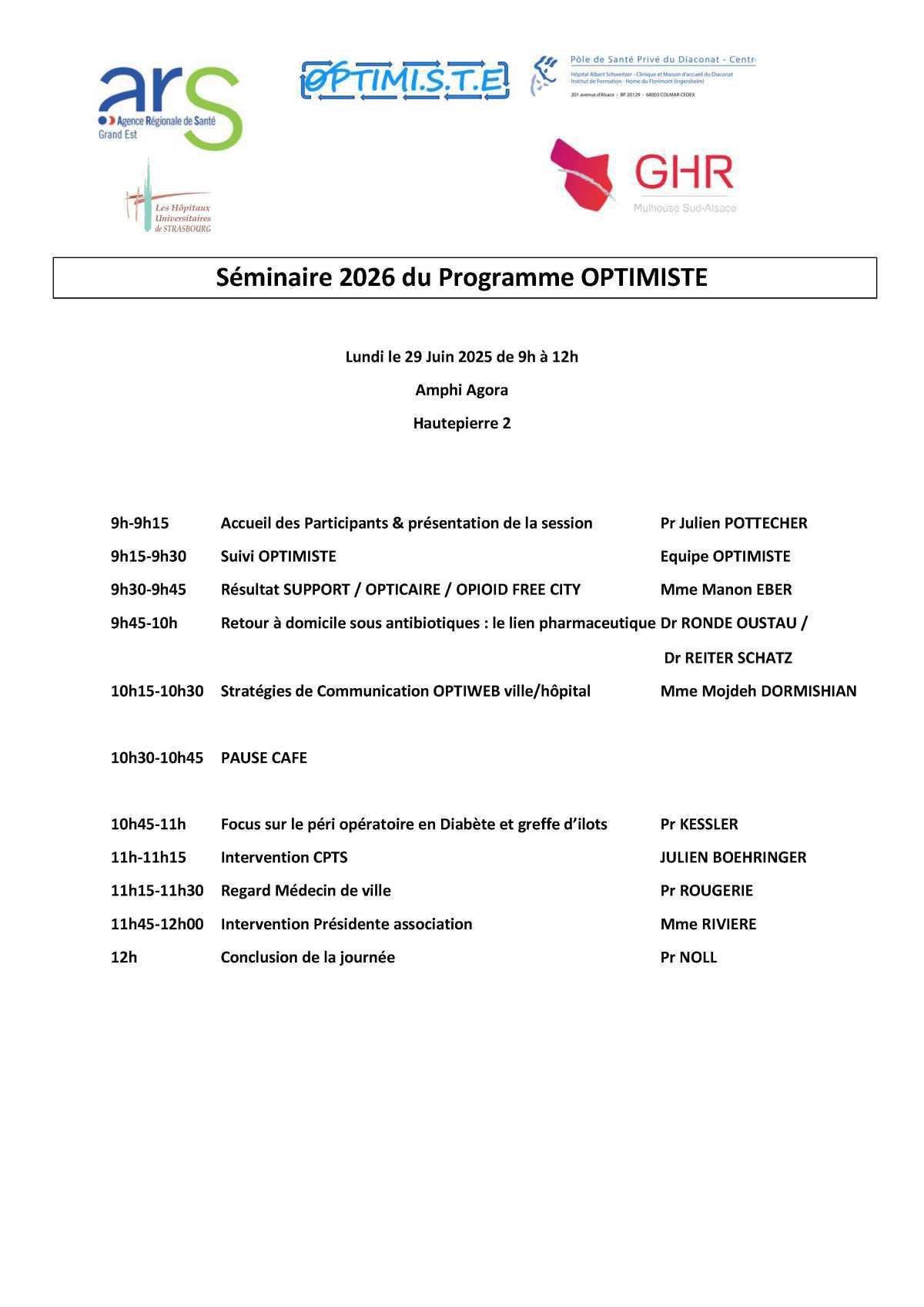 Séminaire annuel OPTIMISTE du 29 juin 2026