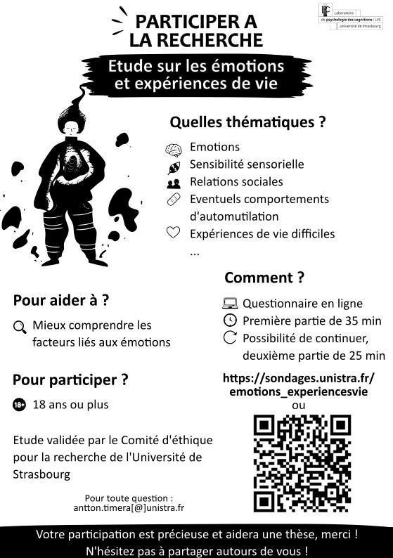 Etude sur les émotions et expériences de vie : recherche de participants