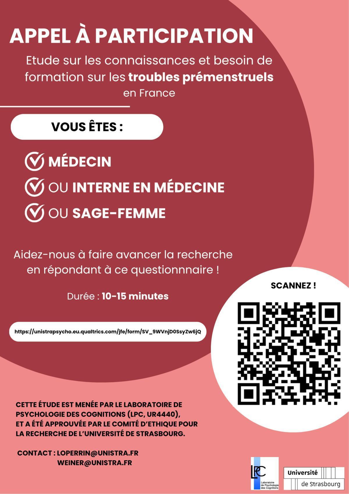 Etude sur les connaissances et besoins de formation sur les troubles prémenstruels : recherche de participants