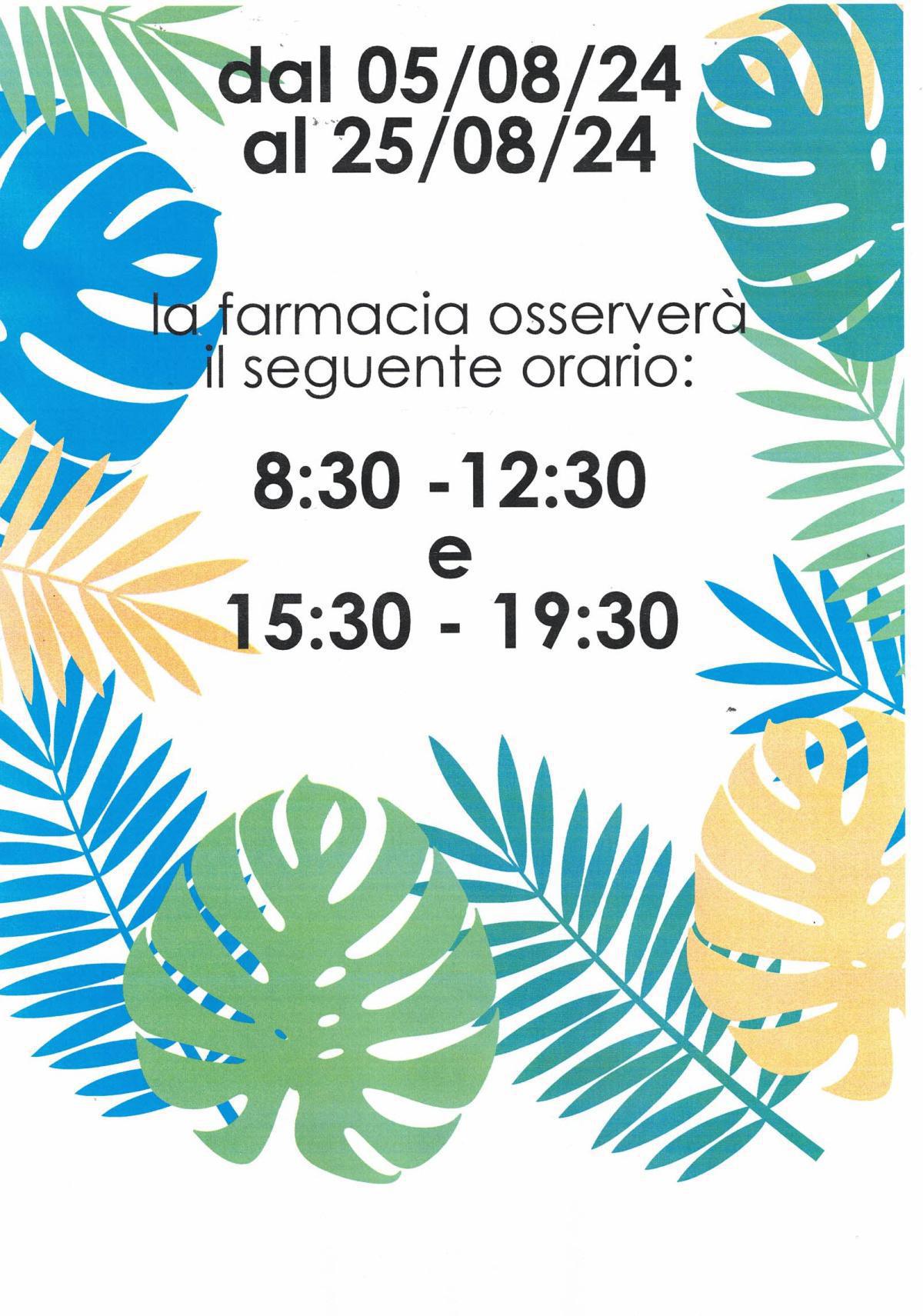 🕙ORARI ESTIVI