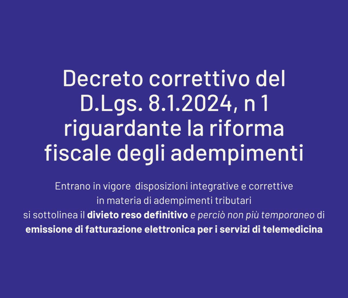 Decreto correttivo del D.Lgs. 8.1.2024, n 1