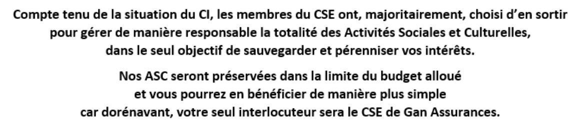 Gan ass : pas de jeudi noir pour nos activités sociales et culturelles !! Gan ass : pas de jeudi noir pour nos activités sociales et culturelles !!