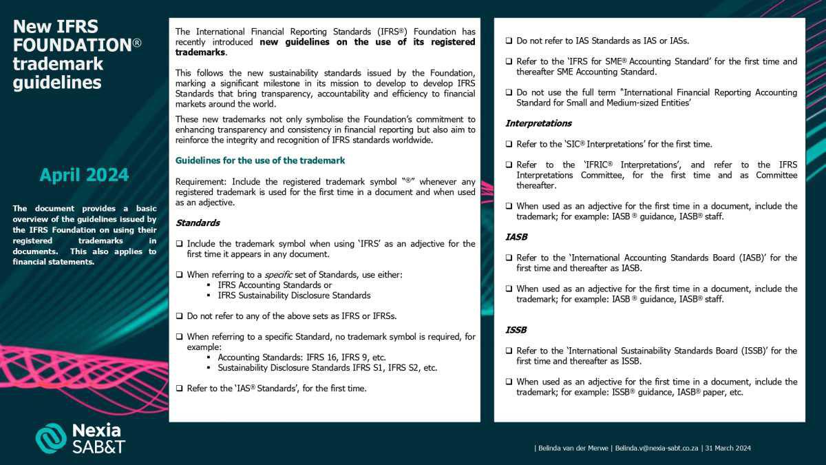 IFRS trademark guidelines