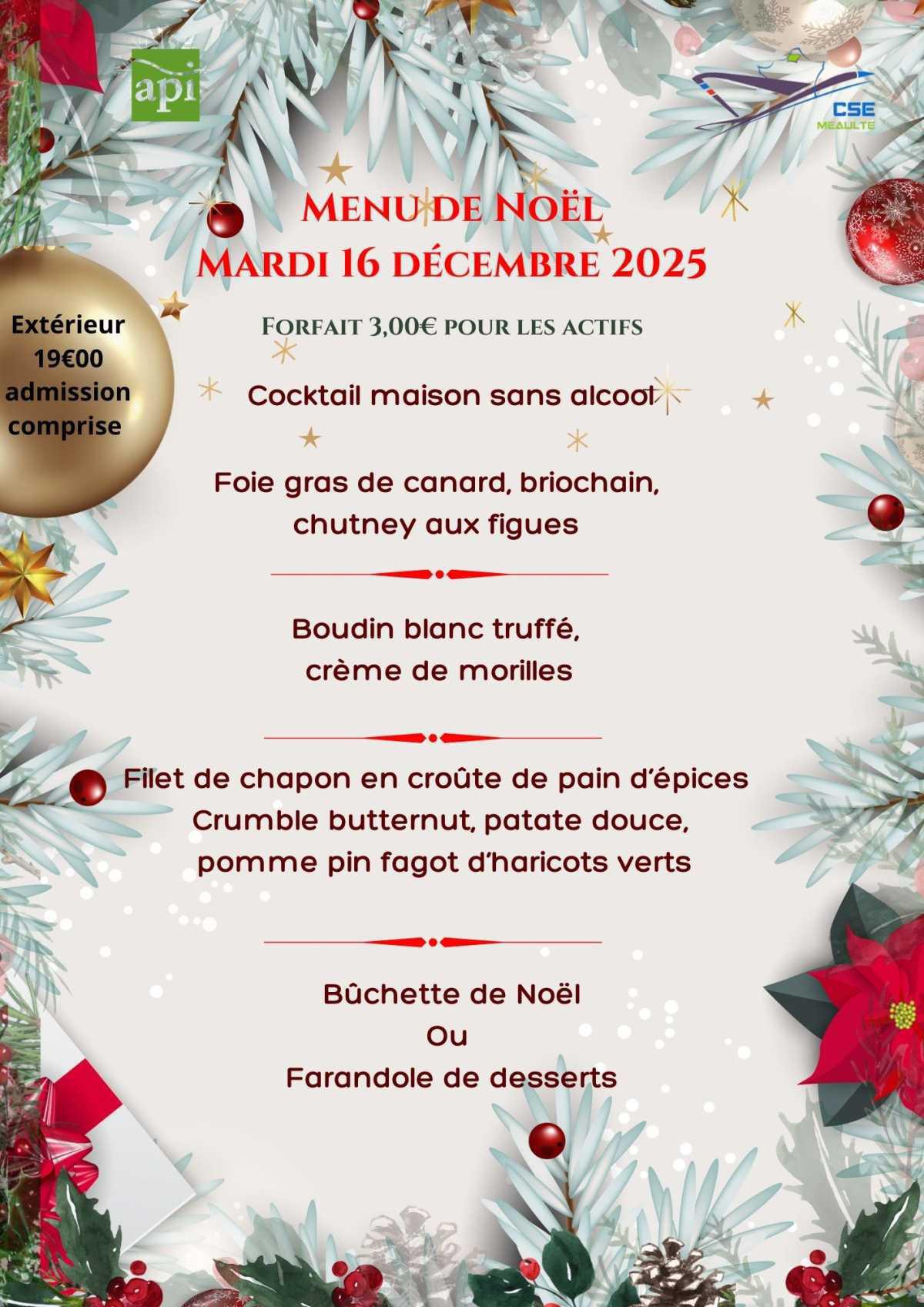 MENU du 15 au 19 décembre