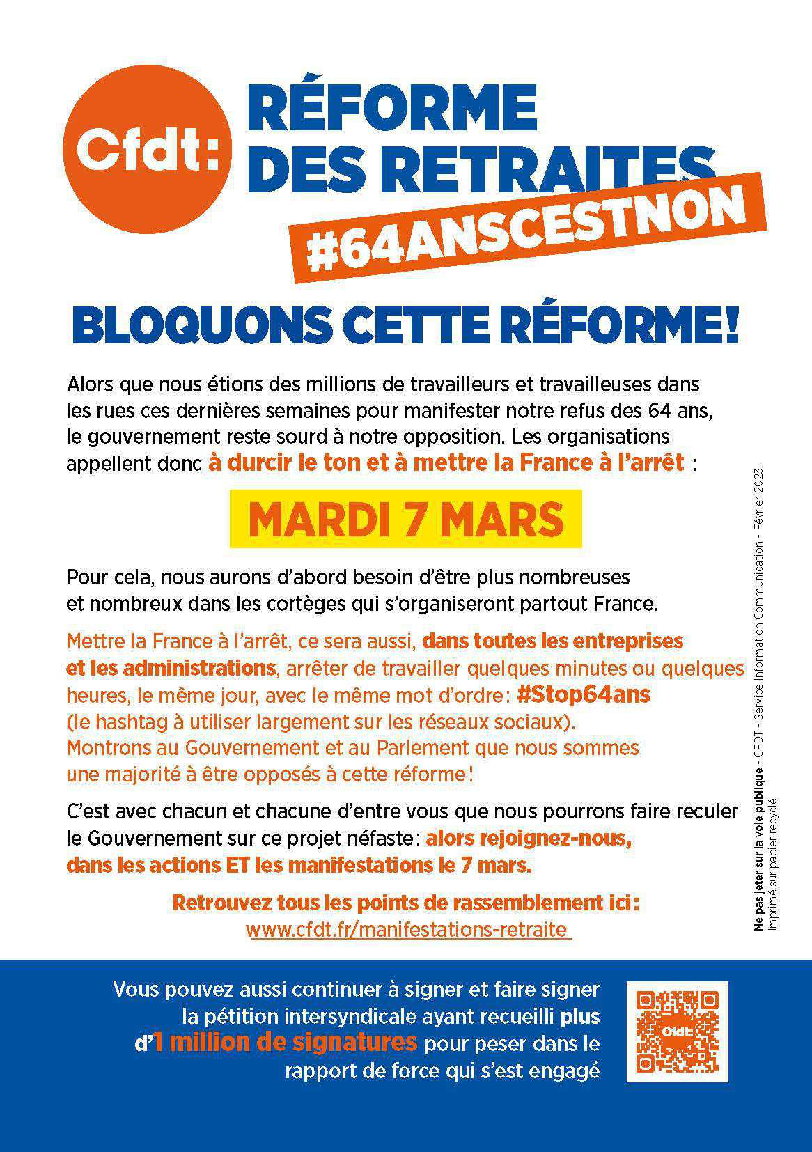 Le 7 mars, France à l'arrêt pour les retraites !!!
