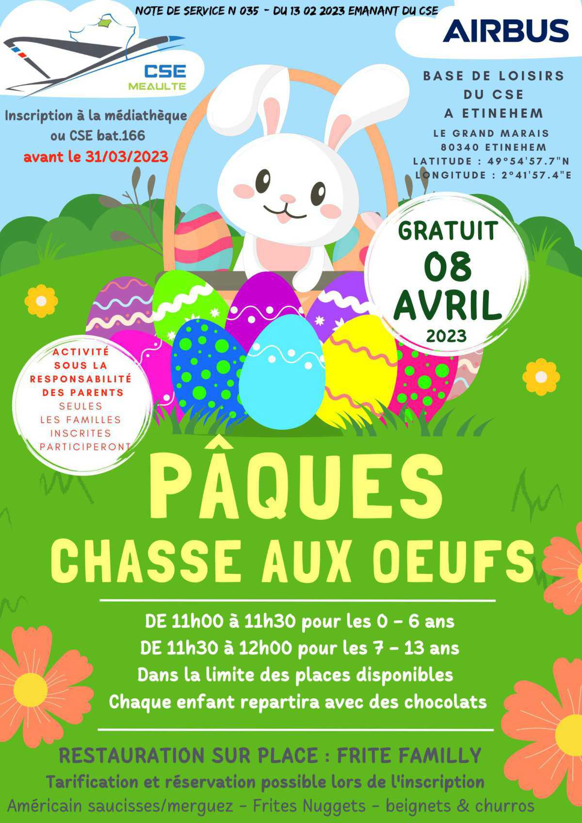 Chasse aux oeufs le 8 avril