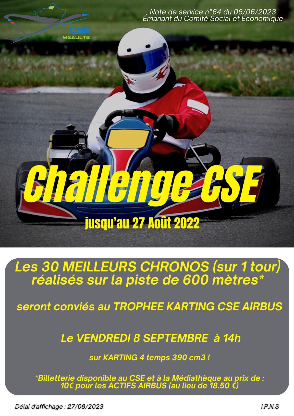 Challenge Karting jusqu'au 27 Août