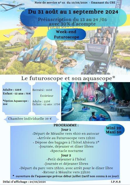 Futuroscope 31 août - 1er septembre