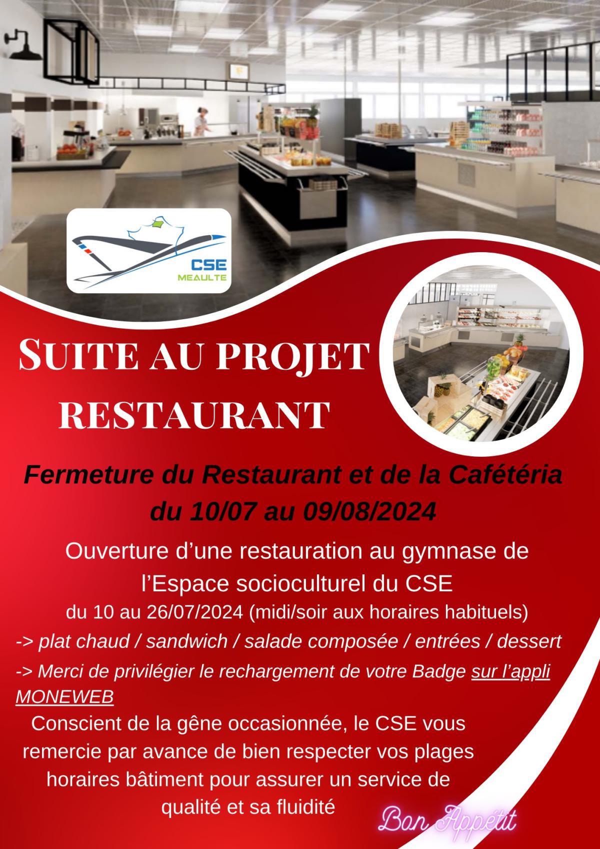 Fermeture restaurant pour travaux