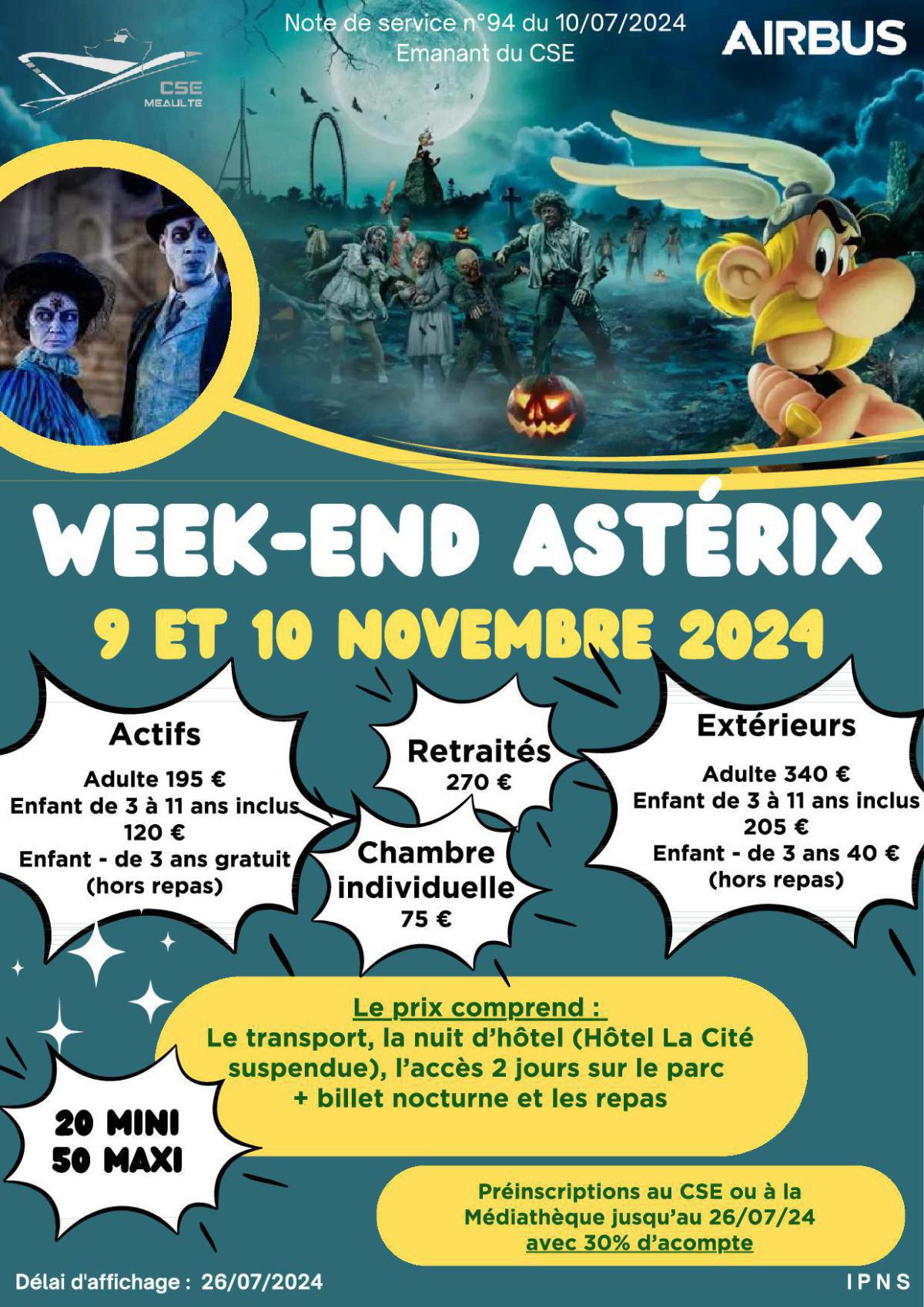 Week-end Astérix les 9-10 novembre