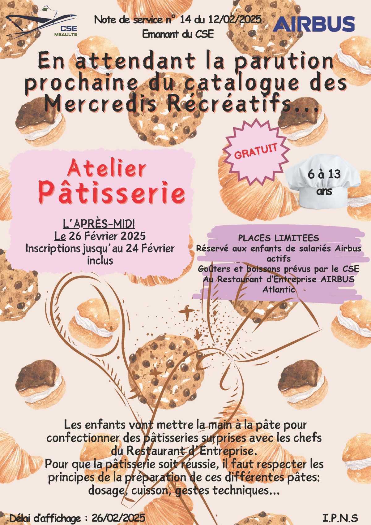 Mercredi Récréat. Pâtisserie le 26 Février