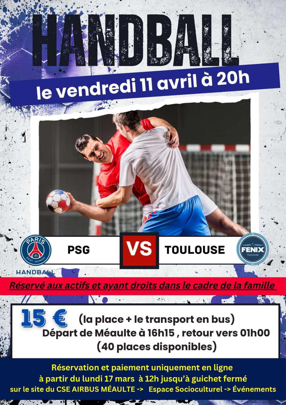 Handball PSG Toulouse le 11 avril