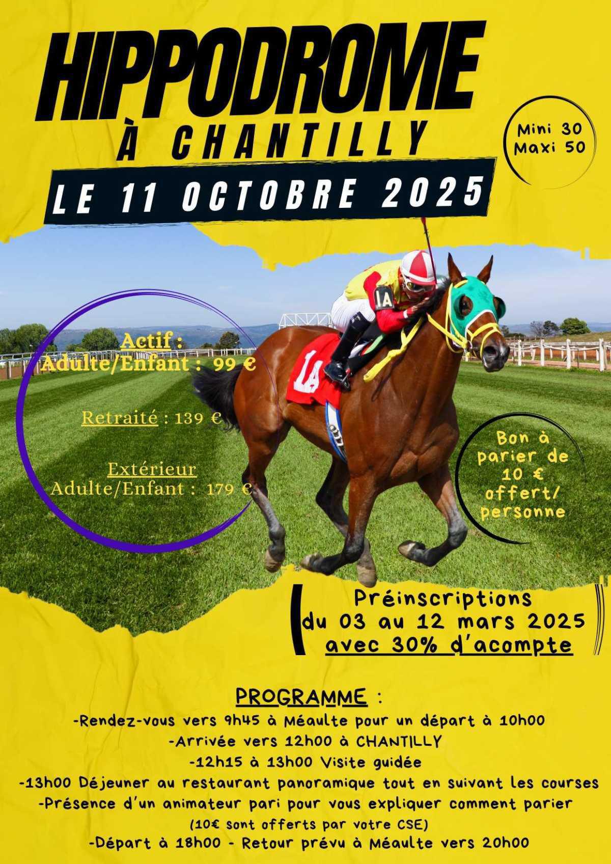 Hippodrome Chantilly le 11 octobre