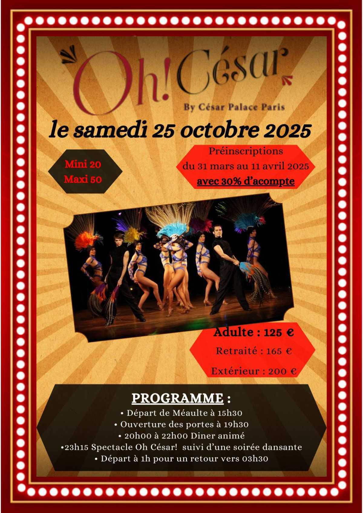 Cabaret Oh! César le 25 octobre