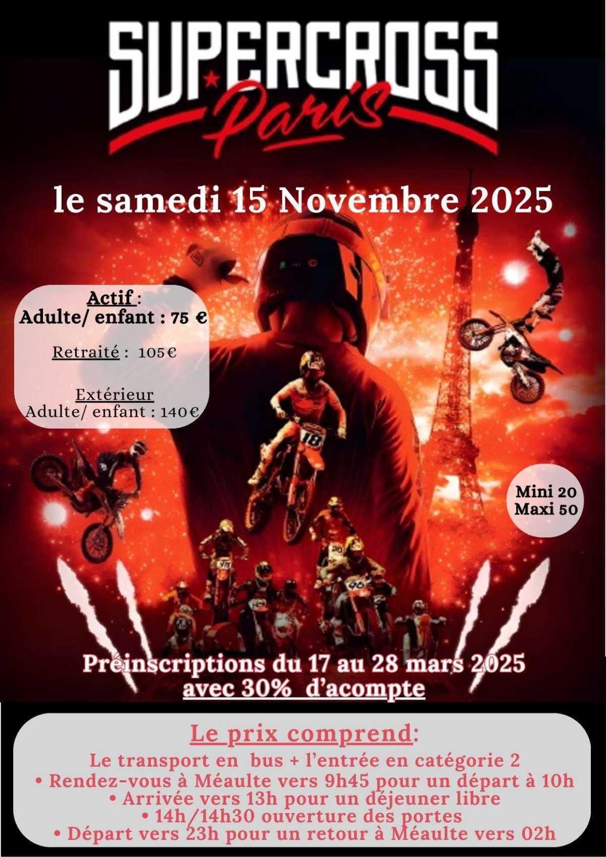 Supercross Paris le 15 novembre