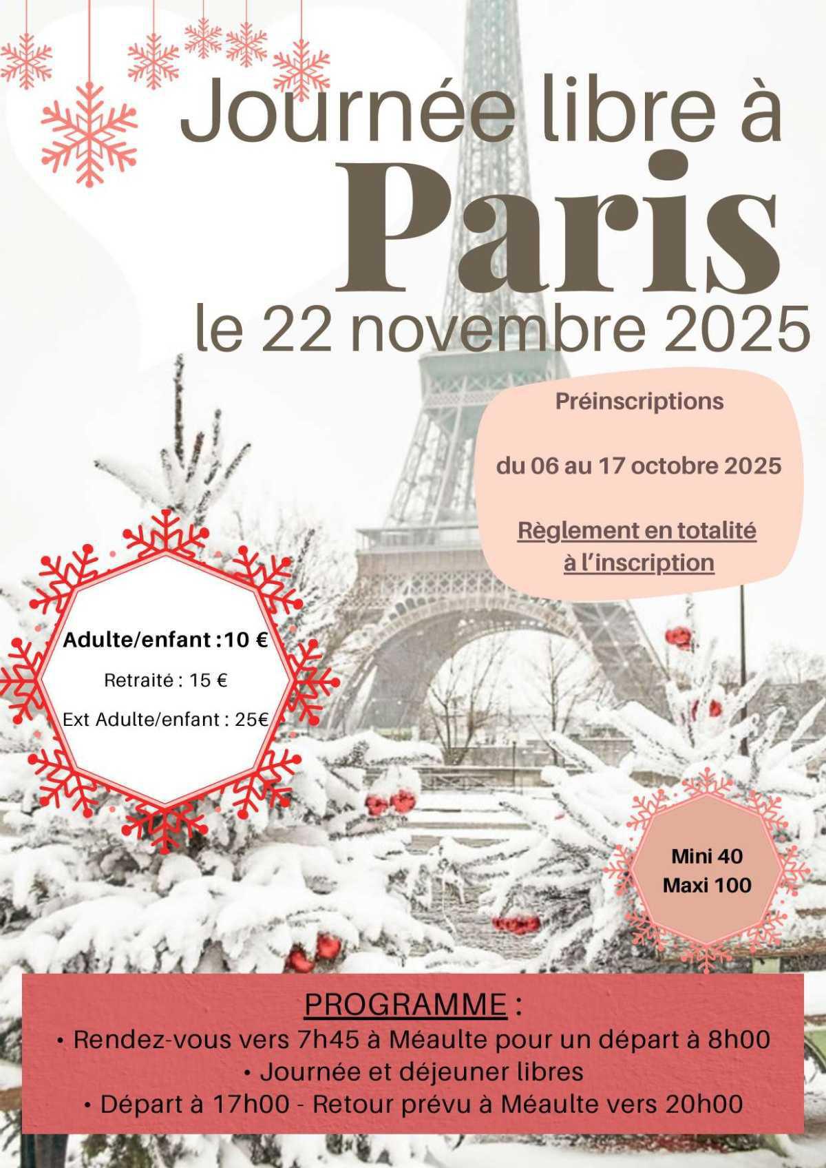 Journée libre à Paris