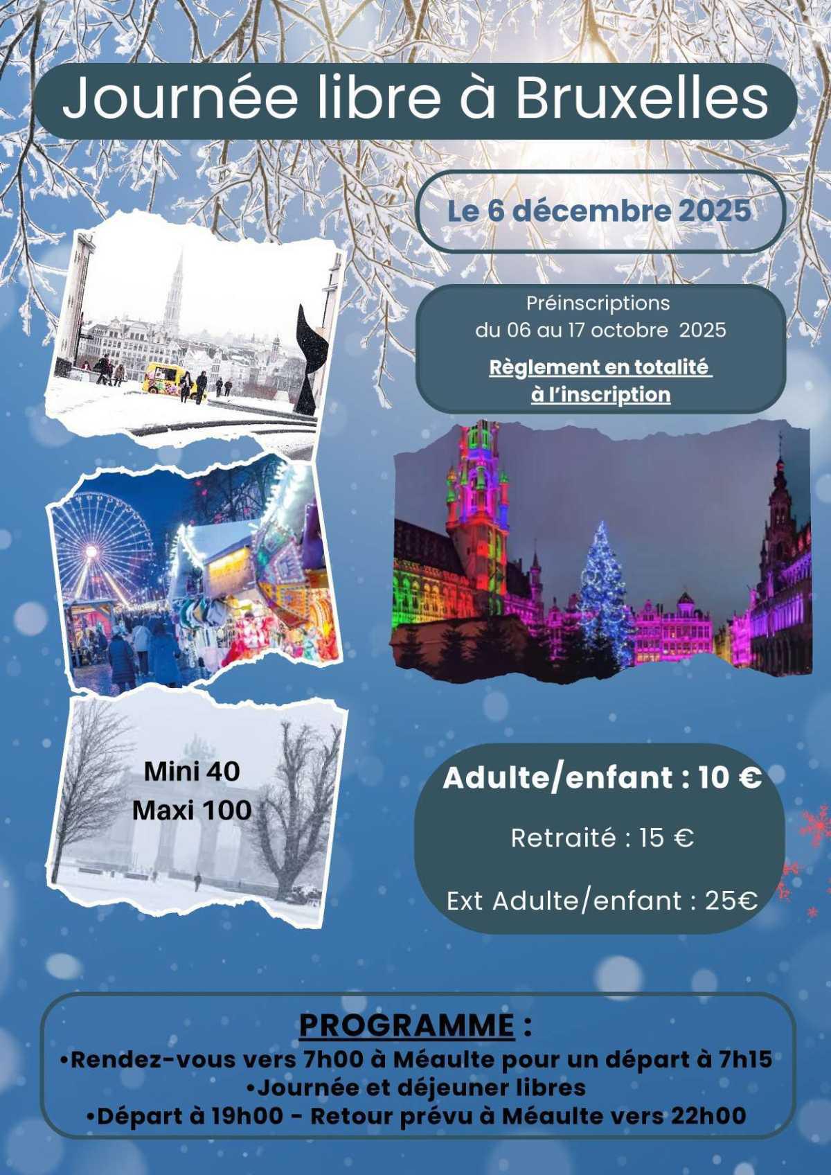 Journée libre Bruxelles le 6 décembre