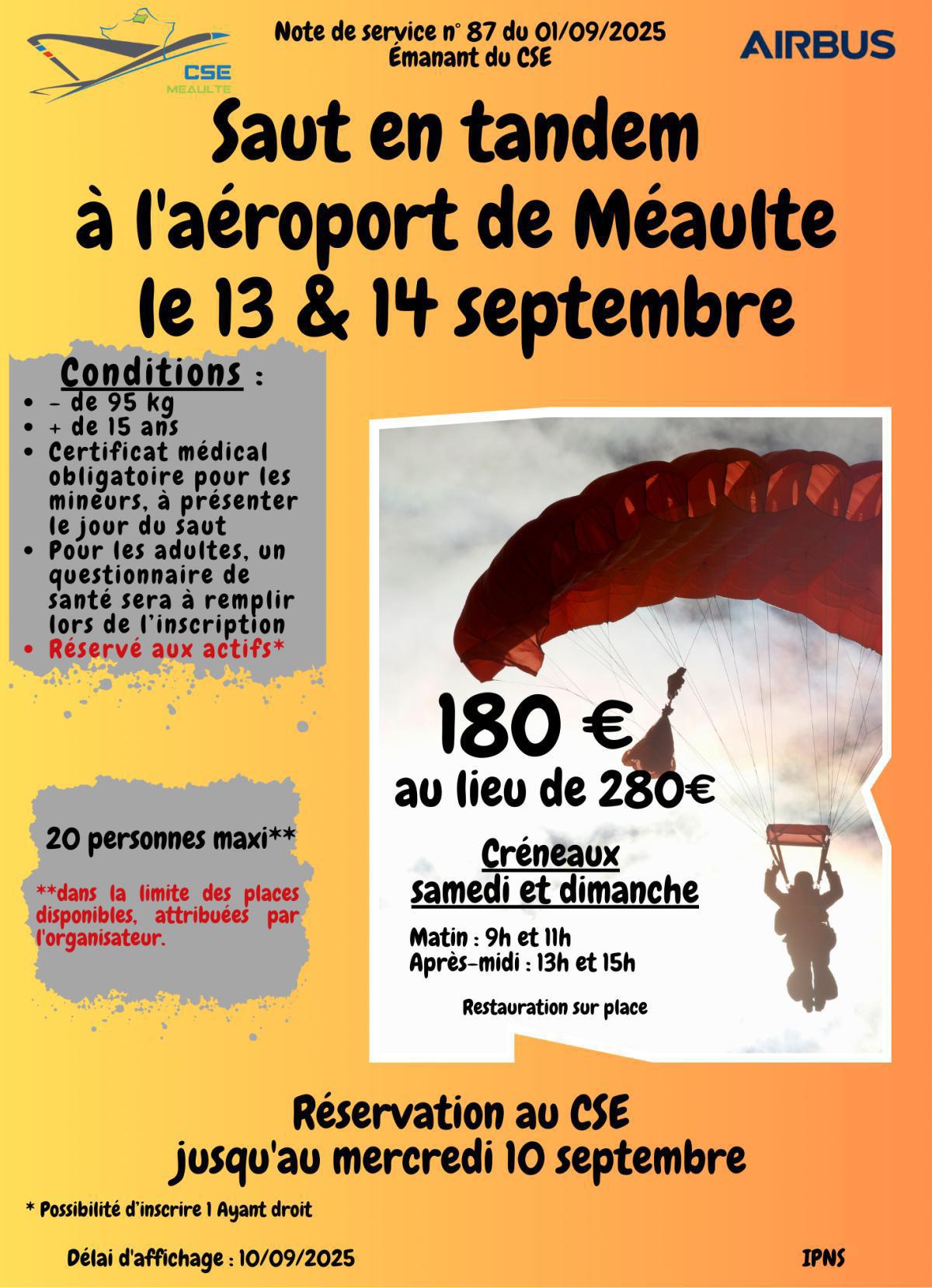 Parachute le 13-14 septembre