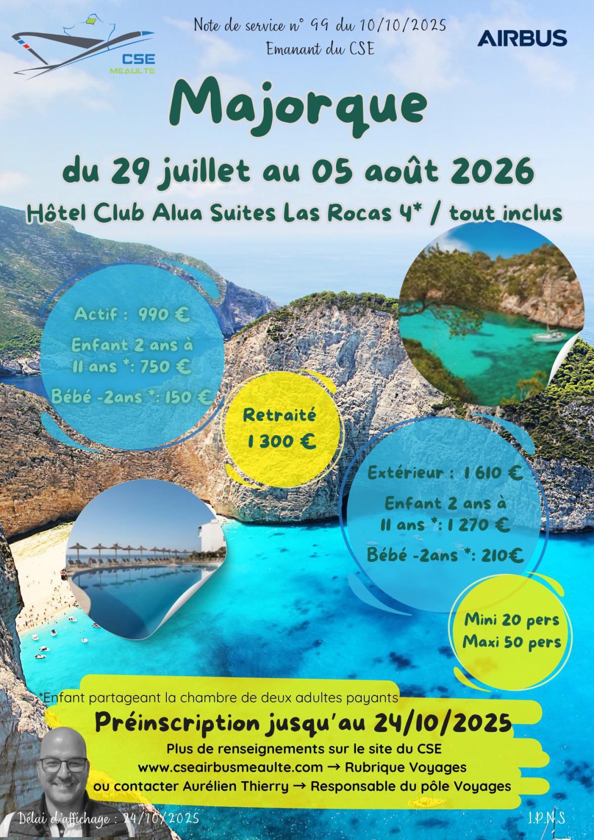 Majorque du 29 juillet au 5 août 2026