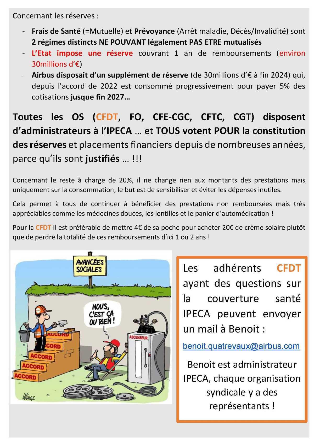 Evolution du contrat de santé Ipeca, la CFDT signe