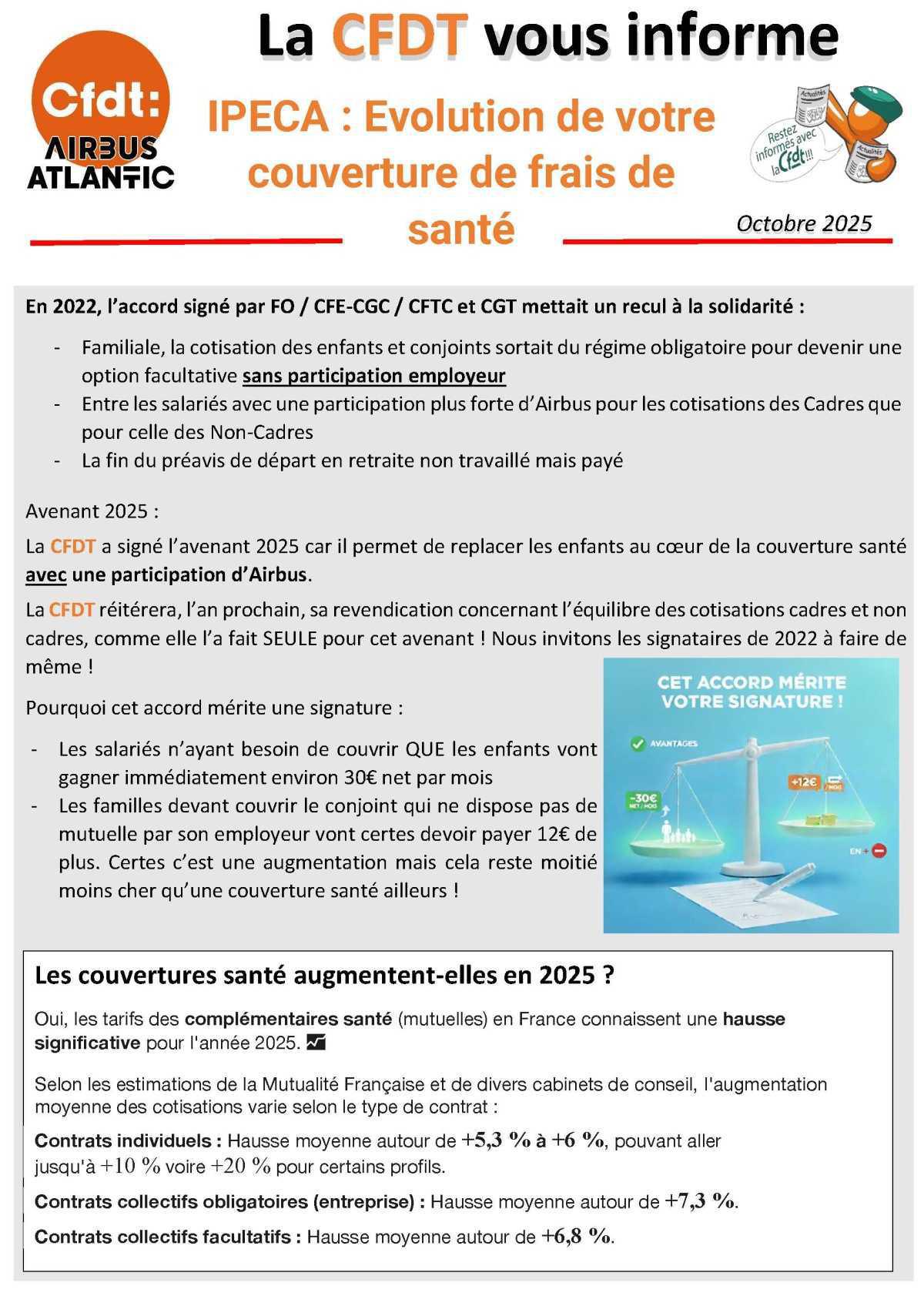 Evolution du contrat de santé Ipeca, la CFDT signe