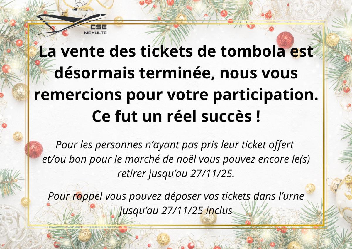 Tombola, fin de la vente