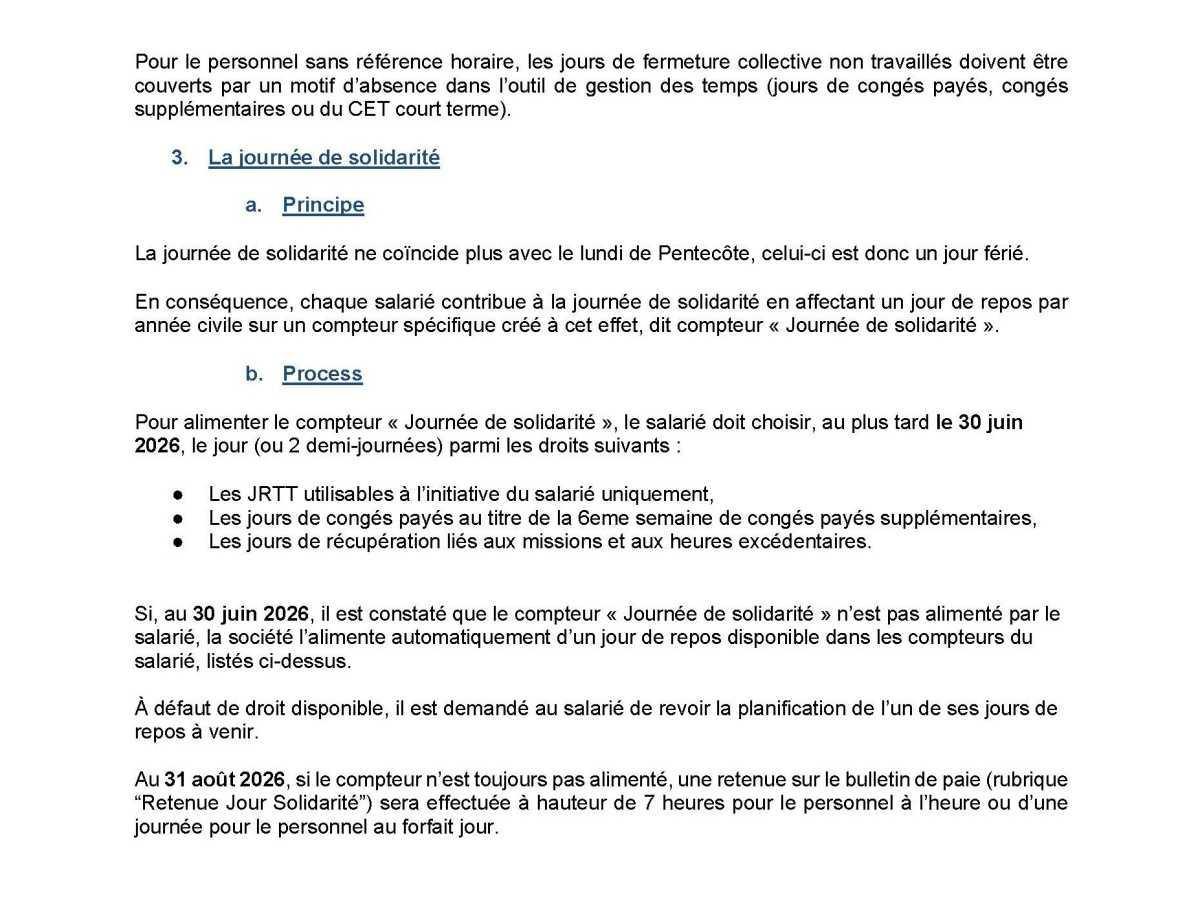 Temps de travail 2026