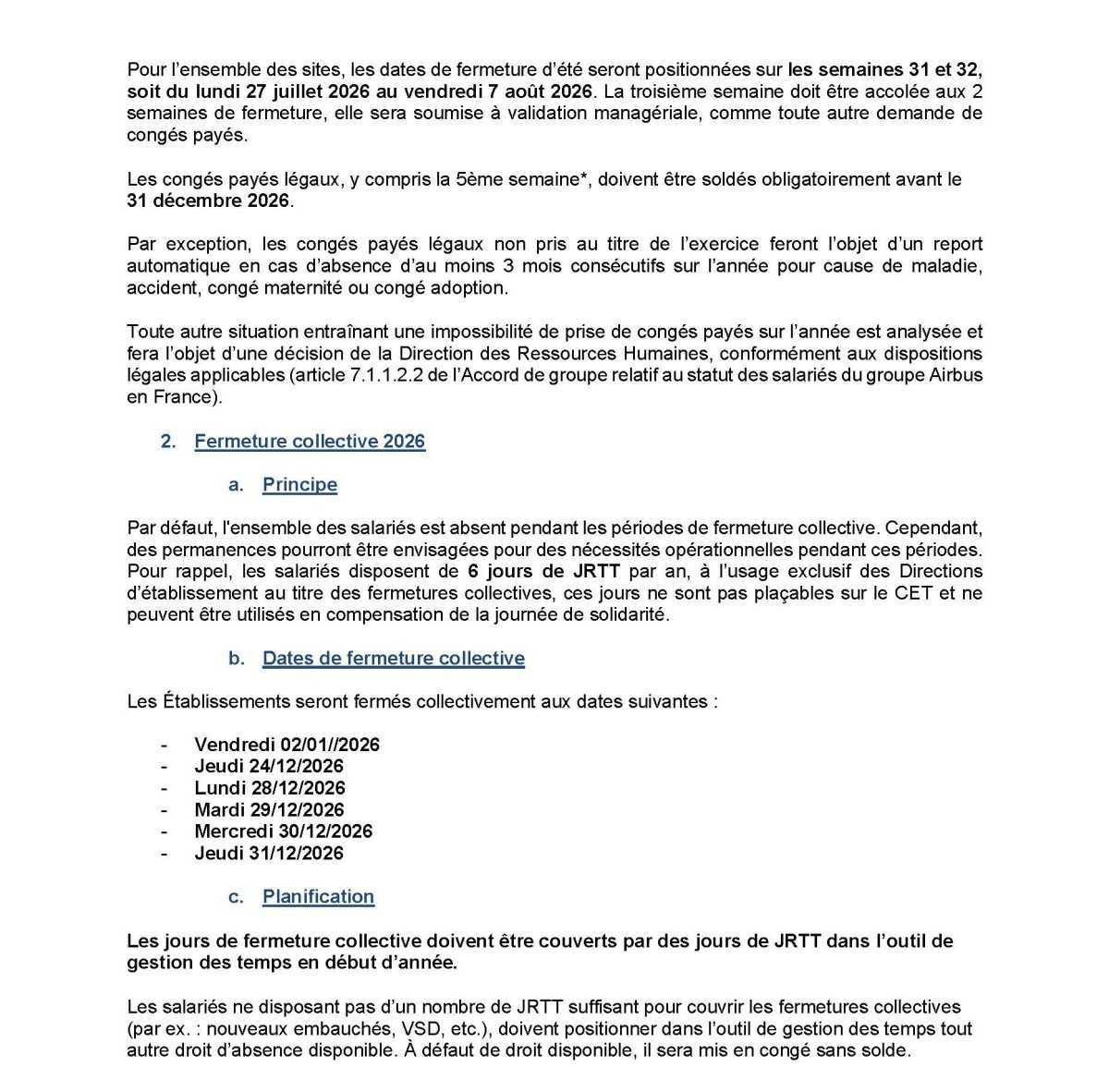 Temps de travail 2026