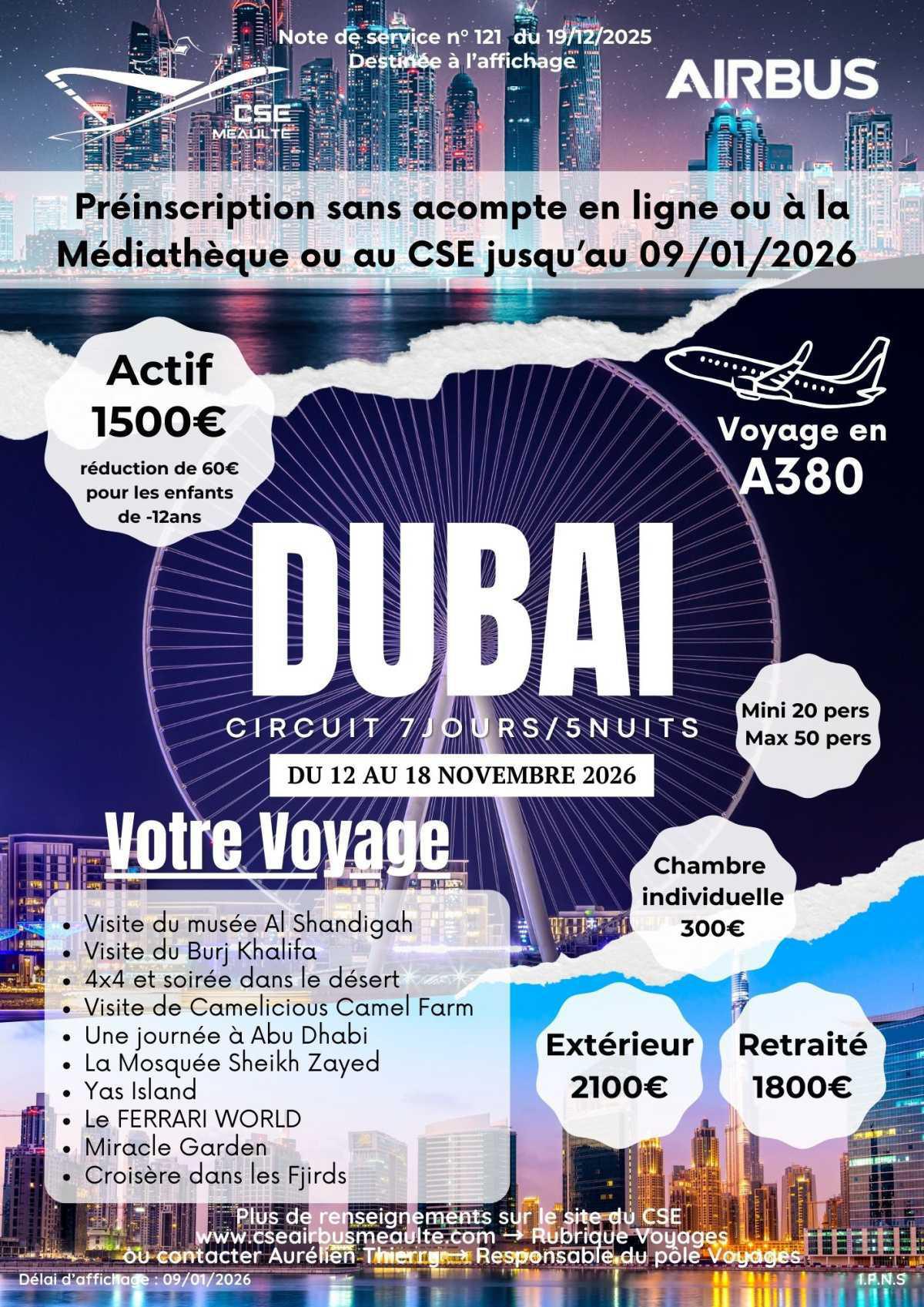 Dubaï novembre 2026