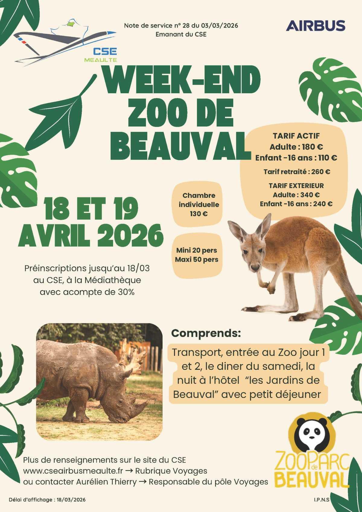 Week-end à Beauval le 18 et 19 avril