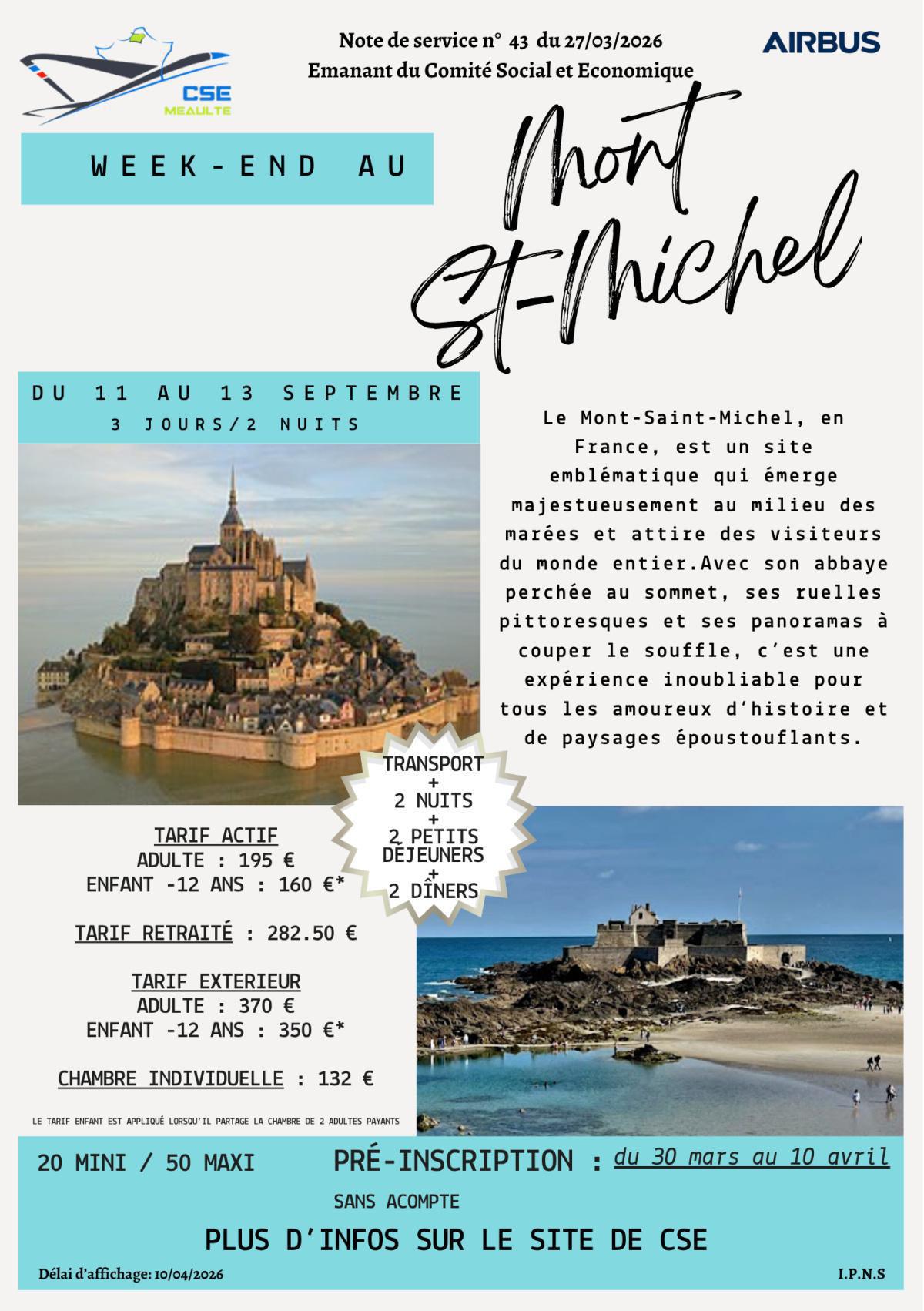 Mont St Michel 11-13 septembre