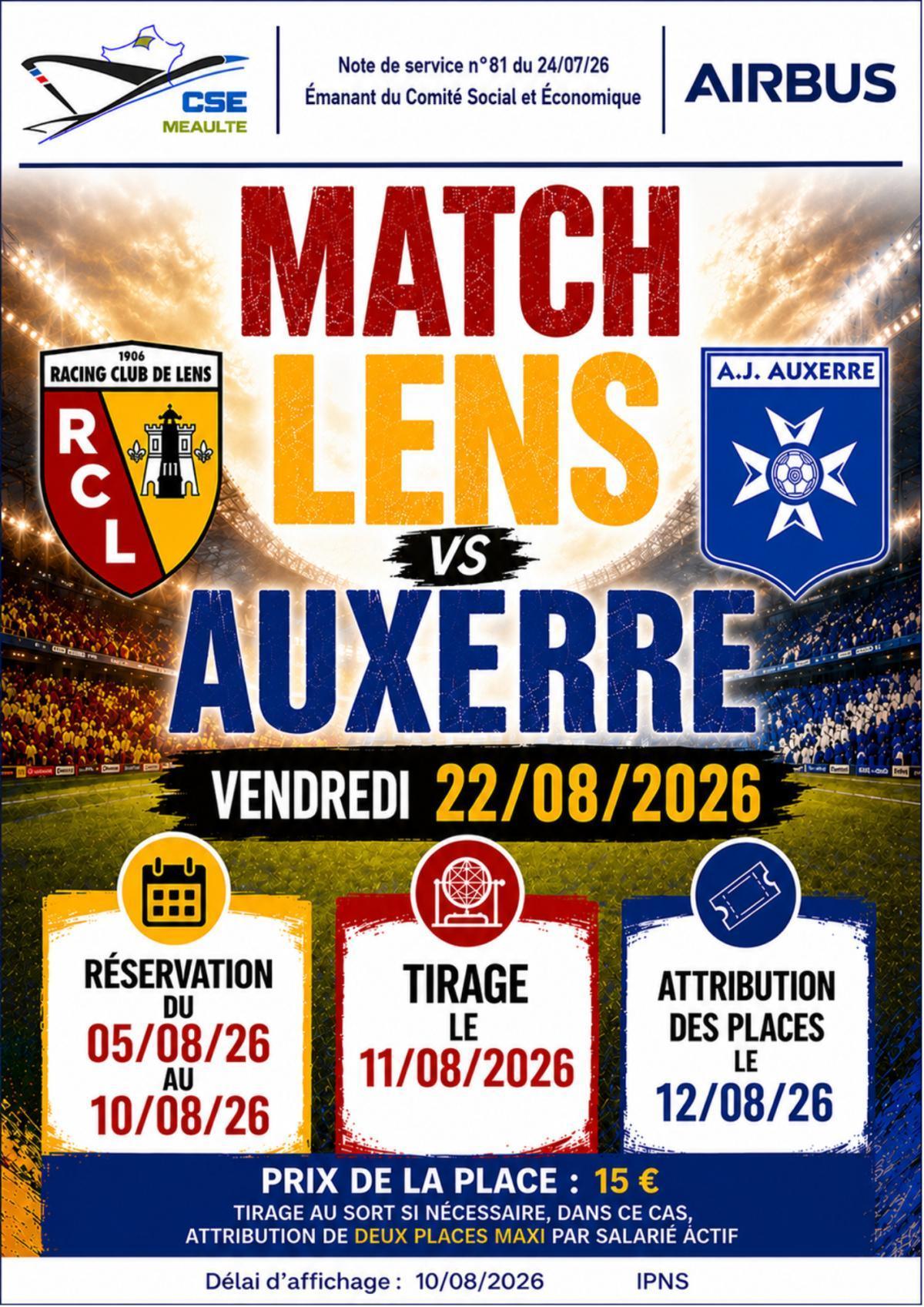 Lens-Auxerre le 22 août