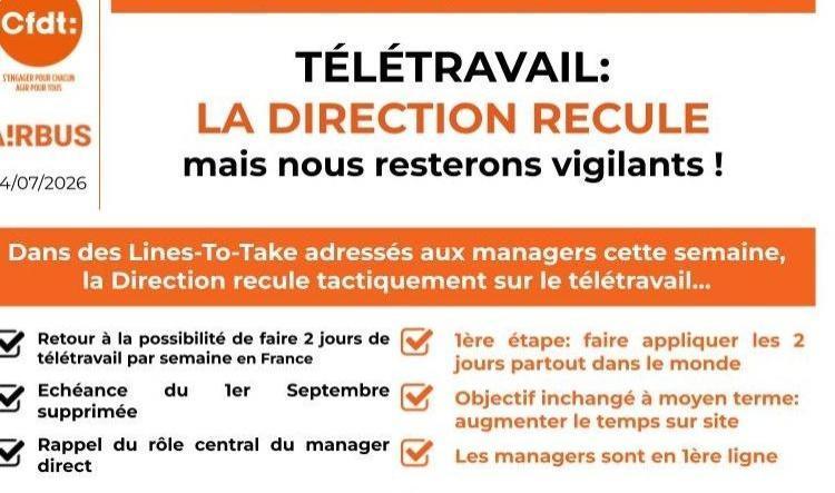 Télétravail: la direction recule...