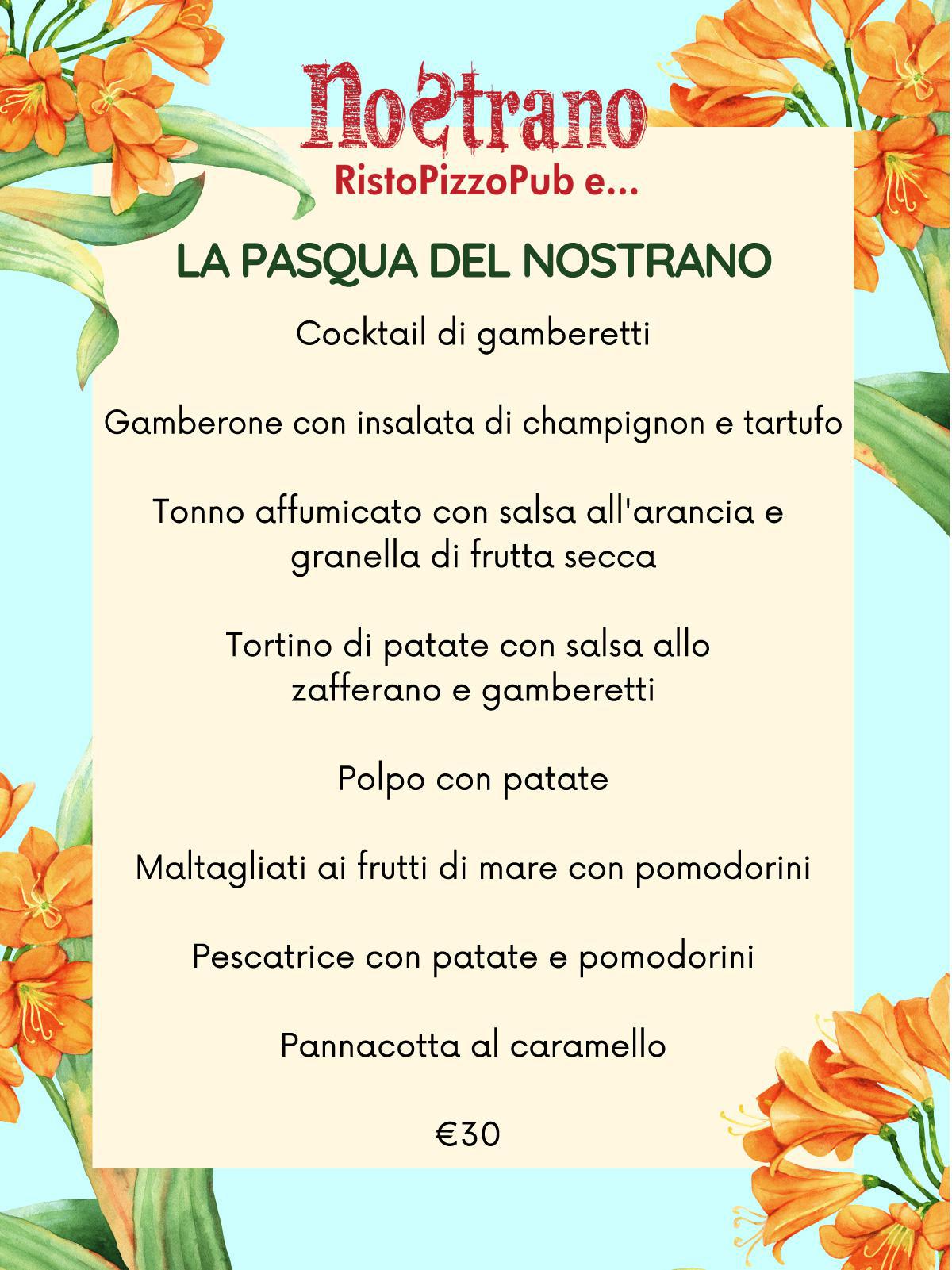 I nostri menù per Pasqua e Pasquetta. 