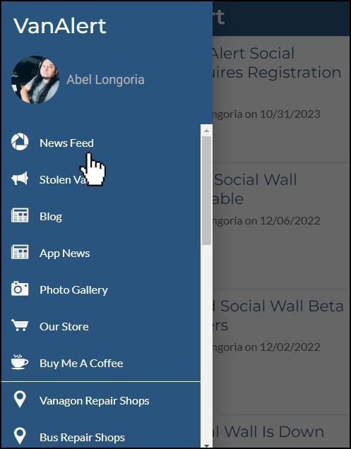 Van Alert Social Feature Van Alert Social Feature