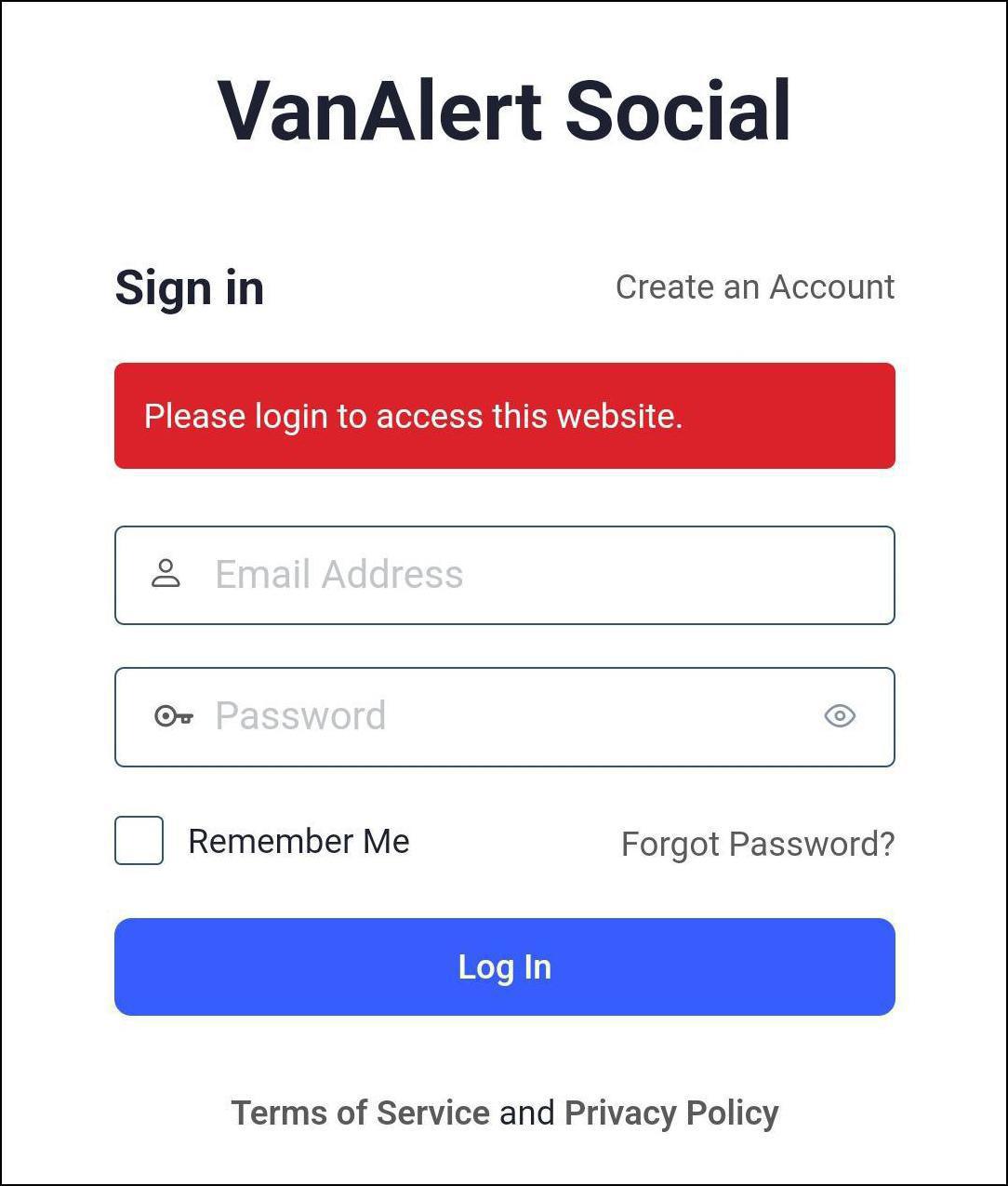Van Alert Social Feature Van Alert Social Feature
