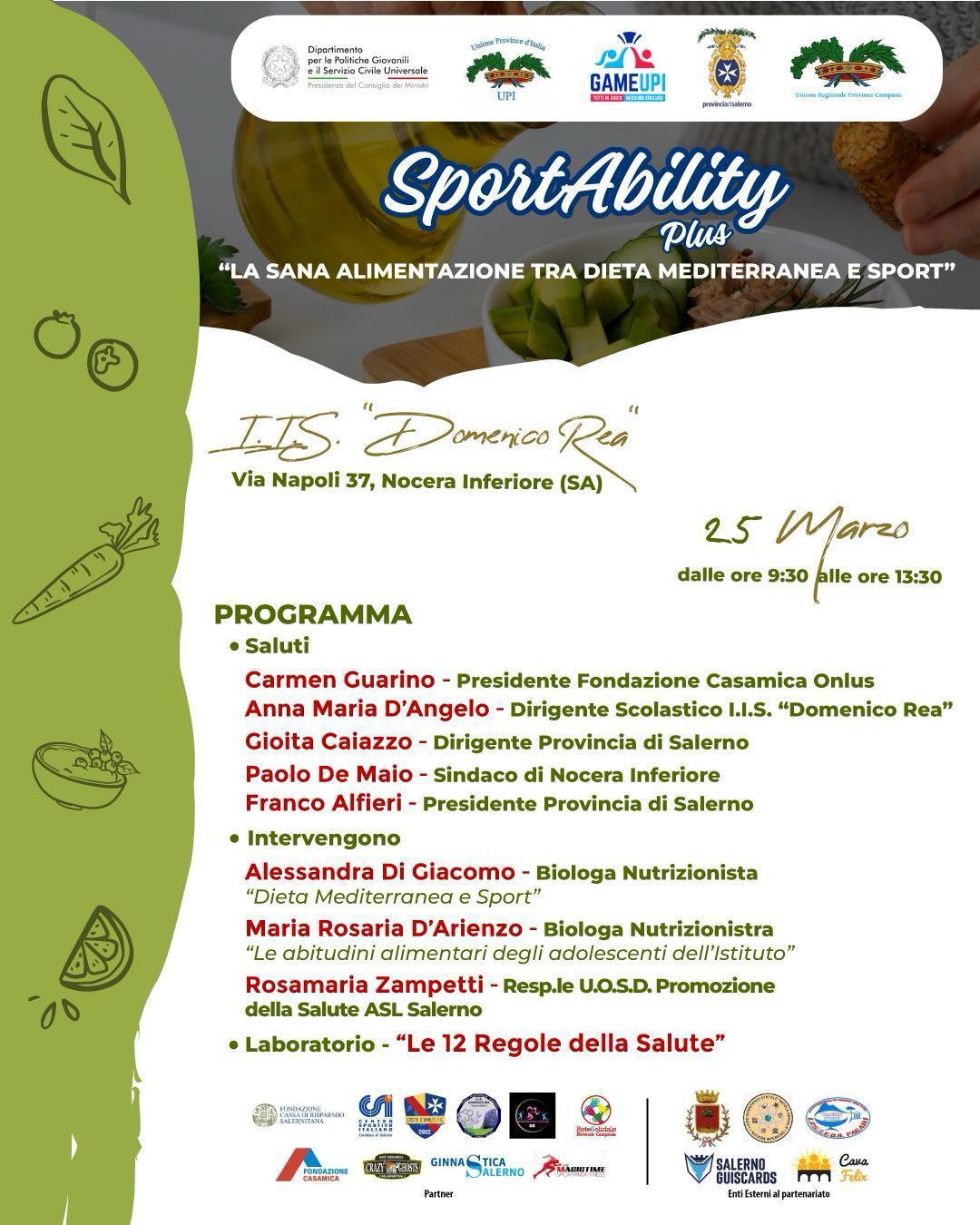 SportAbility Plus "la sana alimentazione tra dieta mediterranea e sport" (inizio ore 09:30)